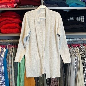 Cyrus rayon blend gray open front long sleeve cardigan size S